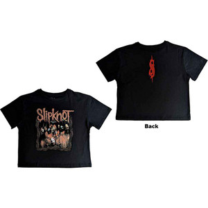 Slipknot Ladies Crop Top: Band Frame (Black) (Back Print)