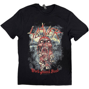 Slayer Unisex T-Shirt: World Painted Blood Skull (Black)