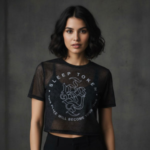 Sleep Token Ladies Mesh Crop Top: Tomb (Black)