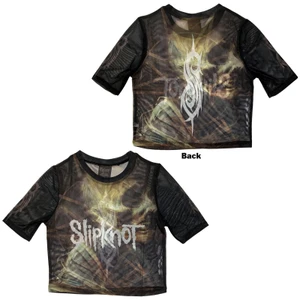 Slipknot Ladies Crop Top: The End, So Far Profile (Black) (Back Print & Mesh)