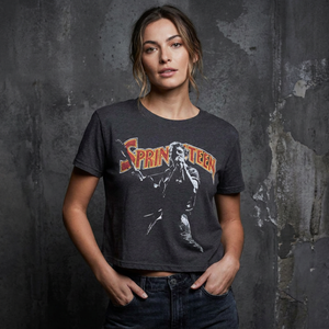 Bruce Springsteen Ladies Crop Top: Stage Pose (Black)