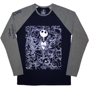 The Nightmare Before Christmas Unisex Raglan T-Shirt: Jack Crowd (Navy Blue & Grey) (Embellished) The Nightmare Before Christmas Unisex Raglan T-Shirt: Jack Crowd (Navy Blue & Grey) (Embellished)