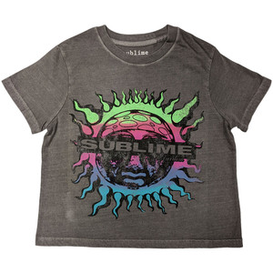Sublime Ladies Crop Top: Gradient Sun (Grey)