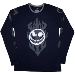The Nightmare Before Christmas Unisex Long Sleeve T-Shirt: Flaming Jack (Navy Blue) (Embellished) The Nightmare Before Christmas Unisex Long Sleeve T-Shirt: Flaming Jack (Navy Blue) (Embellished)