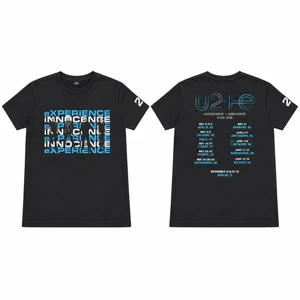 U2 Unisex T-Shirt: Repeat Logo (Black) (Back Print & Ex-Tour)