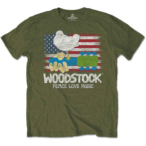 Woodstock Unisex T-Shirt: Flag (Military Green) Woodstock Unisex T-Shirt: Flag (Military Green)