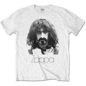 Frank Zappa Unisex T-Shirt: Thin Logo Portrait (White) Frank Zappa Unisex T-Shirt: Thin Logo Portrait (White)