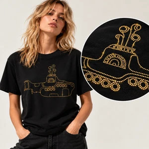 The Beatles Unisex T-Shirt: Yellow Submarine (Black) (Embellished)