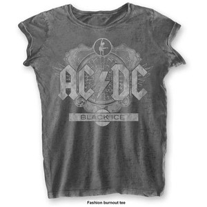 AC/DC Ladies Burnout T-Shirt: Black Ice (Charcoal Grey) AC/DC Ladies Burnout T-Shirt: Black Ice (Charcoal Grey)
