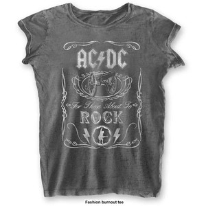 AC/DC Ladies Burnout T-Shirt: Cannon Swig (Charcoal Grey) AC/DC Ladies Burnout T-Shirt: Cannon Swig (Charcoal Grey)