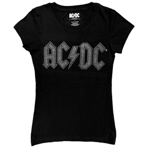 AC/DC Ladies T-Shirt: Logo (Black) (Embellished)