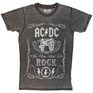 AC/DC Unisex Burnout T-Shirt: Cannon Swig (Charcoal Grey)