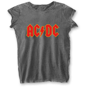 AC/DC Ladies Burnout T-Shirt: Logo (Charcoal Grey) AC/DC Ladies Burnout T-Shirt: Logo (Charcoal Grey)