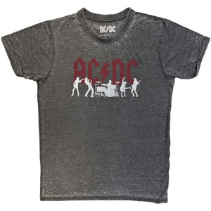 AC/DC Unisex Burnout T-Shirt: Silhouettes (Charcoal Grey)