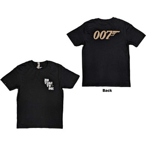 James Bond 007 Unisex T-Shirt: No Time To Die & Logo (Black) (Back Print) James Bond 007 Unisex T-Shirt: No Time To Die & Logo (Black) (Back Print)