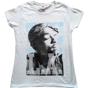 Tupac Ladies T-Shirt: LA Skyline (White) Tupac Ladies T-Shirt: LA Skyline (White)