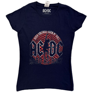 AC/DC Ladies T-Shirt: Hard As Rock (Navy Blue)