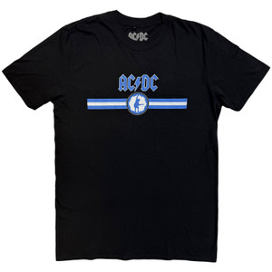 AC/DC Unisex T-Shirt: Blue Logo & Stripe (Black)