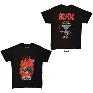 AC/DC Unisex T-Shirt: FTATR 40th Flaming (Black) (Back Print)
