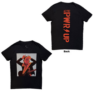 AC/DC Unisex T-Shirt: Angus Finger Horns (Black) (Back Print)