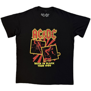 AC/DC Unisex T-Shirt: Back in Black Tour 1980 (Black)
