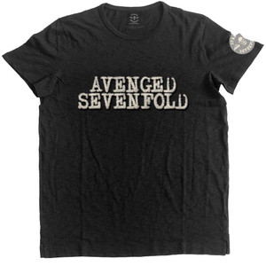 Avenged Sevenfold Unisex T-Shirt: Logo & Death Bat Applique (Black) (Embellished) Avenged Sevenfold Unisex T-Shirt: Logo & Death Bat Applique (Black) (Embellished)
