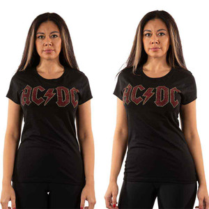 AC/DC Ladies T-Shirt: Full Colour Logo (Black) (Embellished) AC/DC Ladies T-Shirt: Full Colour Logo (Black) (Embellished)