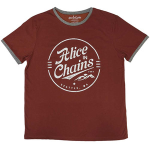 Alice In Chains Unisex Ringer T-Shirt: Circle Emblem (Red) Alice In Chains Unisex Ringer T-Shirt: Circle Emblem (Red)
