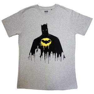 DC Comics Unisex T-Shirt: Batman Silhouette Drip (Grey) DC Comics Unisex T-Shirt: Batman Silhouette Drip (Grey)