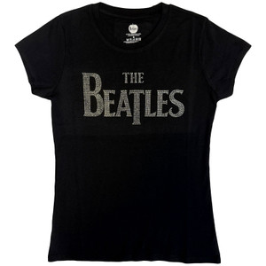 The Beatles Ladies T-Shirt: Drop T Crystals (Black) (Embellished)
