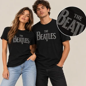 The Beatles Unisex T-Shirt: Drop T Crystals (Black) (Embellished)