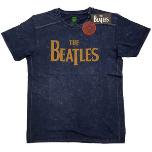 The Beatles Unisex T-Shirt: Drop T Logo Snow Wash (Navy Blue) (Wash Collection) The Beatles Unisex T-Shirt: Drop T Logo Snow Wash (Navy Blue) (Wash Collection)