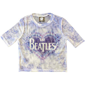 The Beatles Ladies Crop Top: Heart & Drop T Logo (White) (Mesh) The Beatles Ladies Crop Top: Heart & Drop T Logo (White) (Mesh)