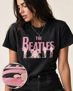 The Beatles Unisex T-Shirt: Band Silhouettes (Black) (Embellished)