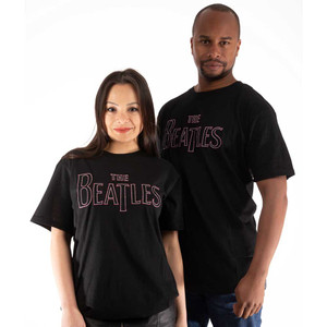 The Beatles Unisex T-Shirt: Drop T Embroidered (Black) (Embellished) The Beatles Unisex T-Shirt: Drop T Embroidered (Black) (Embellished)
