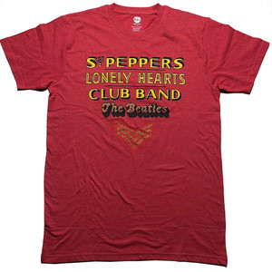 The Beatles Unisex T-Shirt: Sgt Pepper Stacked Crystals (Red) (Embellished) The Beatles Unisex T-Shirt: Sgt Pepper Stacked Crystals (Red) (Embellished)