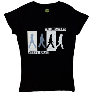 The Beatles Ladies T-Shirt: Abbey Road Colours Crossing (Black)