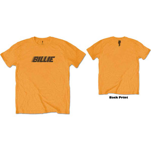 Billie Eilish Unisex T-Shirt: Racer Logo & Blohsh (Orange) (Back Print) Billie Eilish Unisex T-Shirt: Racer Logo & Blohsh (Orange) (Back Print)