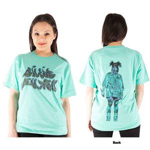 Billie Eilish Unisex T-Shirt: Neon Logo Billie (Blue) (Back Print) Billie Eilish Unisex T-Shirt: Neon Logo Billie (Blue) (Back Print)