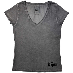 The Beatles Ladies T-Shirt: Corner Logo (Grey) The Beatles Ladies T-Shirt: Corner Logo (Grey)