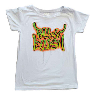 Billie Eilish Kids Girls T-Shirt: Graffiti (White) (Skinny Fit) Billie Eilish Kids Girls T-Shirt: Graffiti (White) (Skinny Fit)
