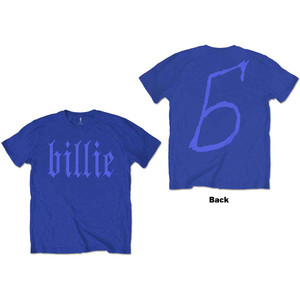 Billie Eilish Unisex T-Shirt: Billie 5 (Blue) (Back Print) Billie Eilish Unisex T-Shirt: Billie 5 (Blue) (Back Print)
