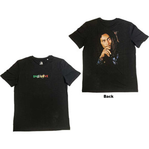 Bob Marley Unisex T-Shirt: One Love Portrait (Black) (Back Print & Embellished) Bob Marley Unisex T-Shirt: One Love Portrait (Black) (Back Print & Embellished)