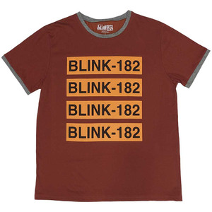 Blink-182 Unisex Ringer T-Shirt: Logo Repeat (Red) Blink-182 Unisex Ringer T-Shirt: Logo Repeat (Red)