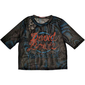 David Bowie Ladies Crop Top: 1978 World Tour (Black) (Mesh) David Bowie Ladies Crop Top: 1978 World Tour (Black) (Mesh)