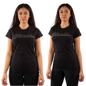 Blondie Ladies T-Shirt: Logo (Black) (Embellished) Blondie Ladies T-Shirt: Logo (Black) (Embellished)