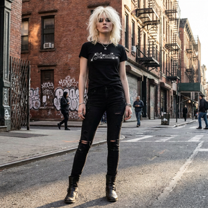 Blondie Ladies T-Shirt: Logo (Black) (Embellished)