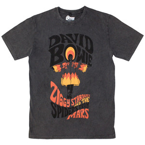 David Bowie Unisex Stone Wash T-Shirt: Ziggy Stardust (Charcoal Grey) David Bowie Unisex Stone Wash T-Shirt: Ziggy Stardust (Charcoal Grey)