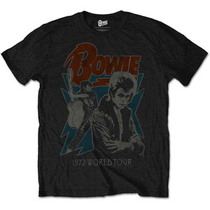 David Bowie Unisex T-Shirt: 1972 World Tour (Black) David Bowie Unisex T-Shirt: 1972 World Tour (Black)