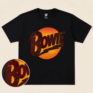 David Bowie Unisex T-Shirt: Diamond Dogs Logo (Black) (Embellished)